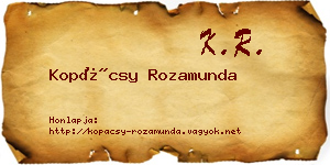 Kopácsy Rozamunda névjegykártya
